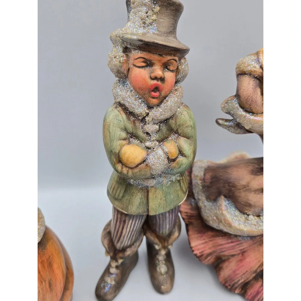 Vintage Christmas Carolers Figurine‎ Set 3pc Multicolor Victorian Decor mold